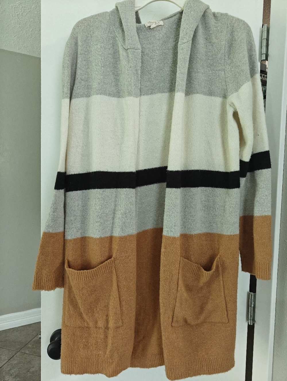 Heather Gray Knit Long Duster Hoodie Cardigan